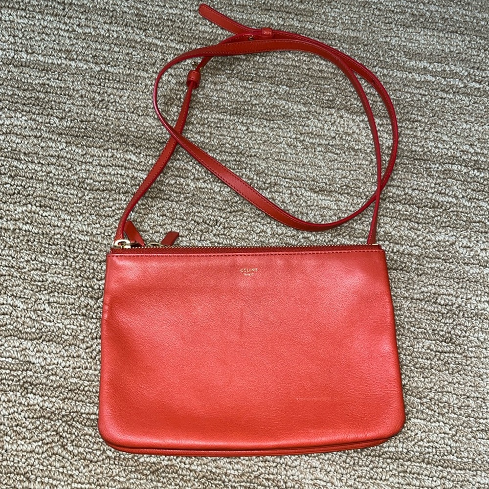 Authentic small coral Celine Trio Bag